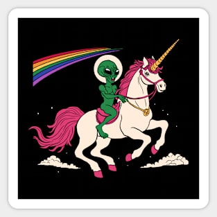 Alien Riding Unicorn Sticker